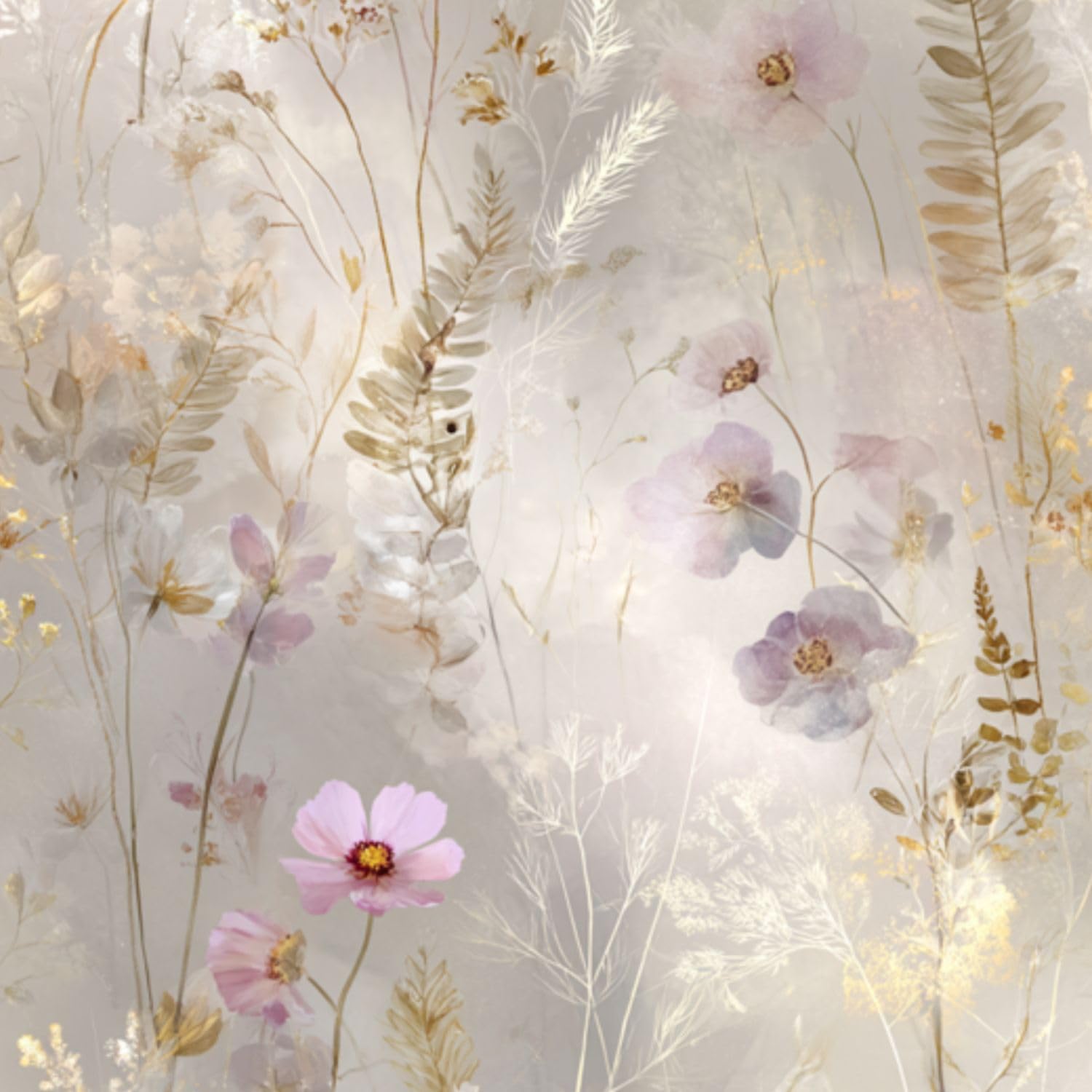 Deruinvaio Multi10 Self Adhesive Feature Removable Soft Wildflower Watercolor Natural Peel And Stick Vinyl Wallpaper Roll, Sticky Lining Paper For Bedroom, Living Room, Kitchen Walls