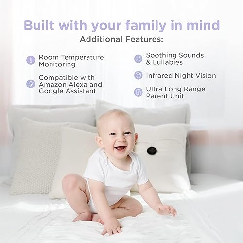 Miniatura 7 de HUBBLE CONNECTED Nursery Pal Glow+ Monitor inteligente para bebés con unidad de padres de 5 pulgadas y visualización Wi-Fi a través de la aplicación