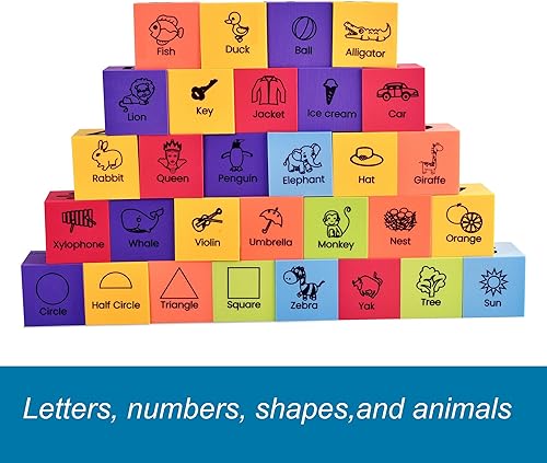 Miniatura 4 de BOHS Bloques de aprendizaje de espuma, números, alfabeto, formas, palabras a la vista, juguetes apilables silenciosos, seguros y suaves para niños