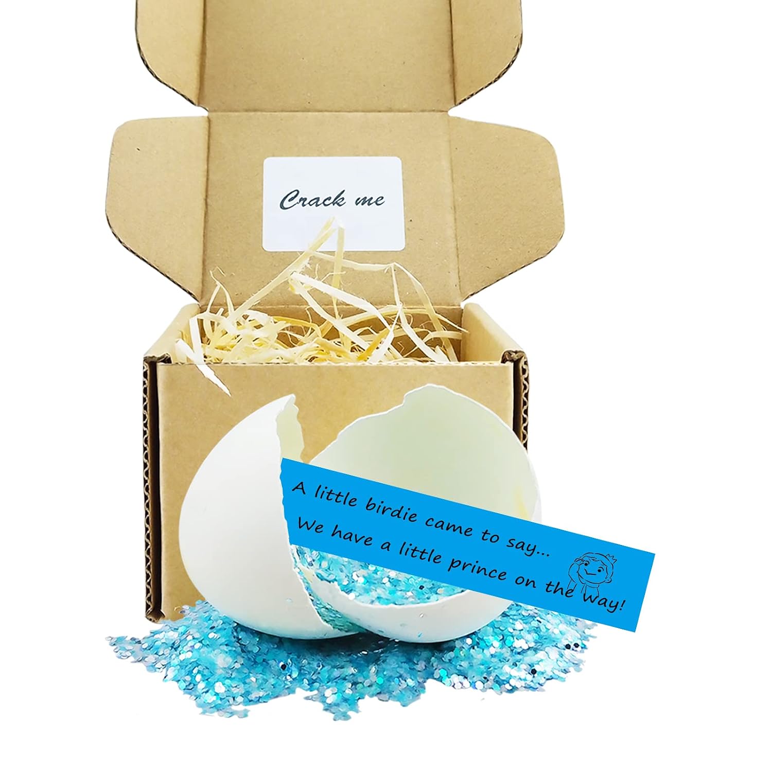 MUFUN Baby Gender Reveal Egg, Boy Gender Reveal, Unique Gender Reveal Ideas, Surprise Egg with Blue Sequins, for Parents, Grandparents, Friends