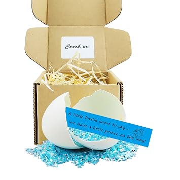 MUFUN Baby Gender Reveal Egg, Boy Gender Reveal, Unique Gender Reveal Ideas, Surprise Egg with Blue Sequins, for Parents, Grandparents, Friends