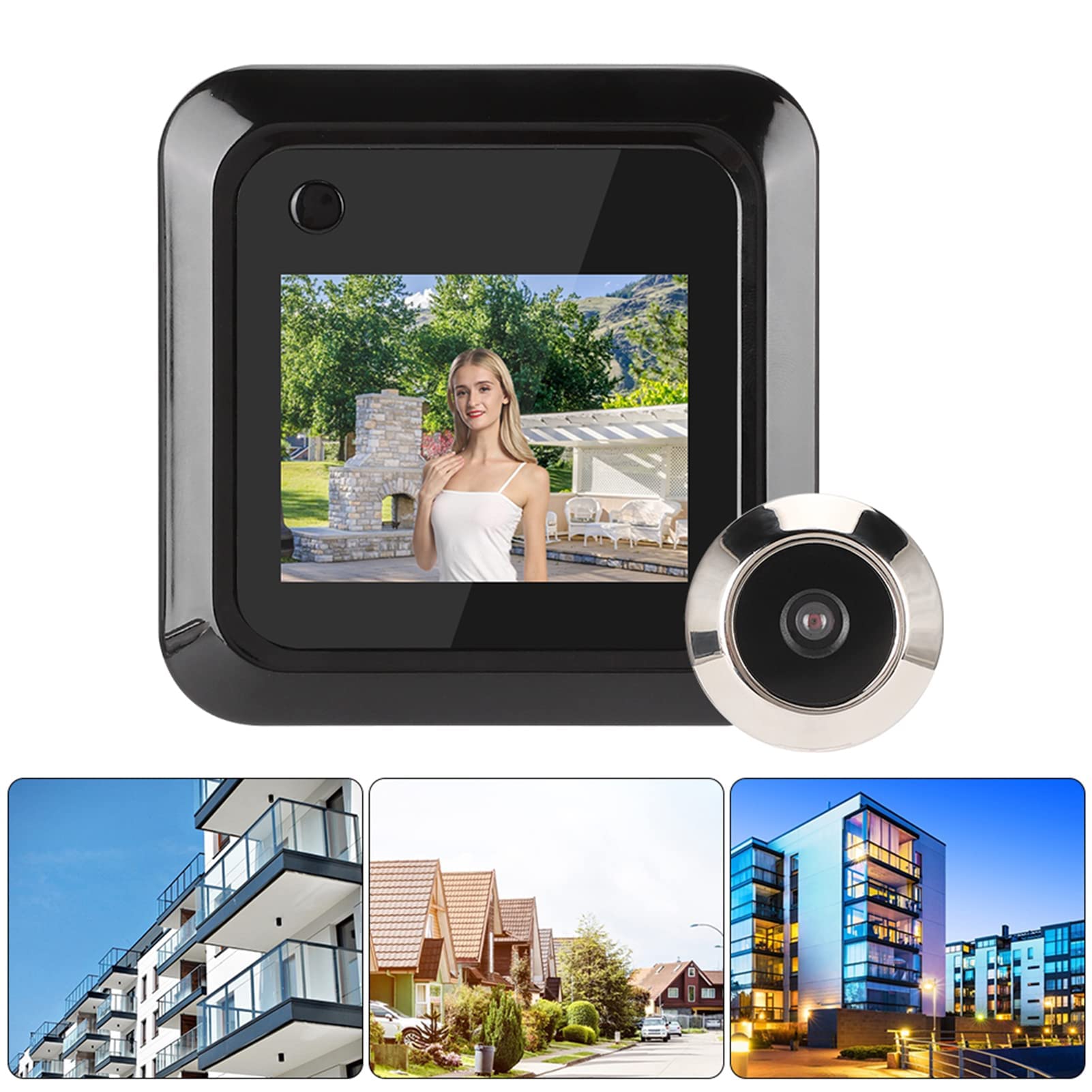 Visionneuse de Sonnette Intelligente HD 2,4 Pouces, Caméra D'espionnage de Porte Numérique Écran TFT LCD 95 ° HD Grand Angle Judas Numérique pour la Sécurité à Domicile Yeux de Chat électroniques