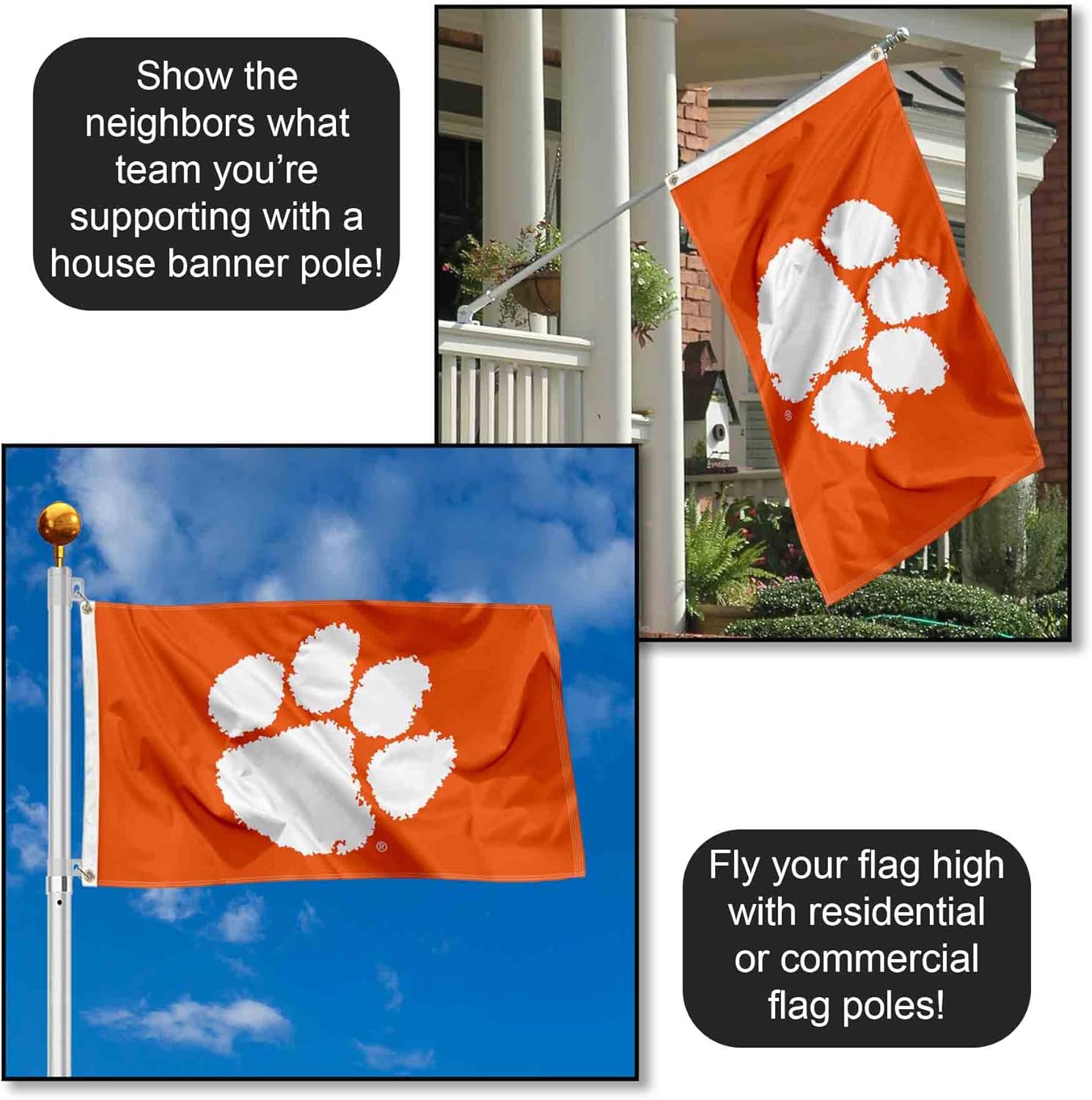 College Flags & Banners Co. Clemson Tigers Orange Logo 3x5 Grommet Flag - Image 3