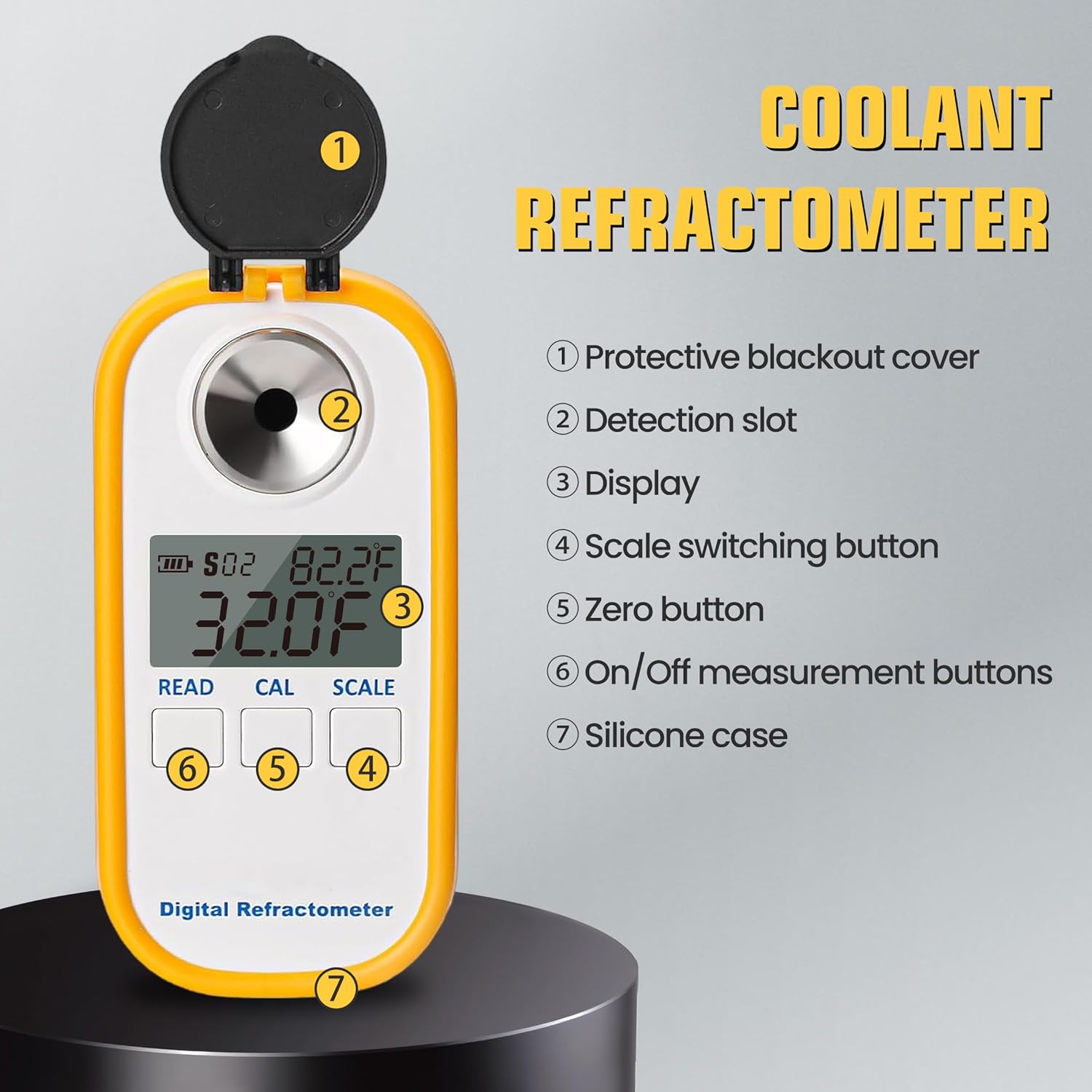 AMTAST AMR317 Refractometer with labeled parts