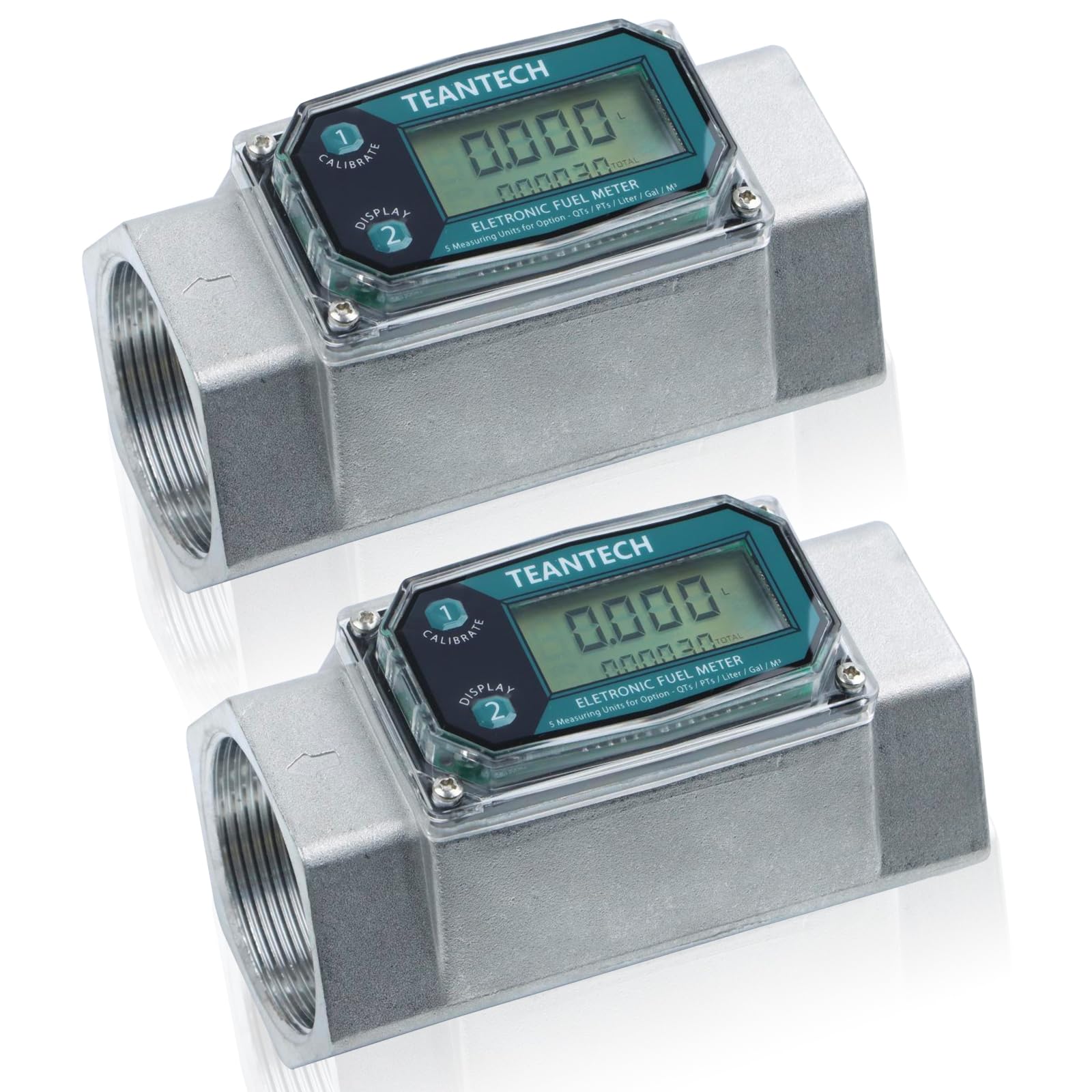 Photo 1 of 2 Pack 2in Digital Turbine Fuel Flow Meter, High Accuracy Diesel Flow Meter with NPT Counter, Digital LCD with 5 Units, Auto Shut Off, for Gasoline/Kerosene/Water