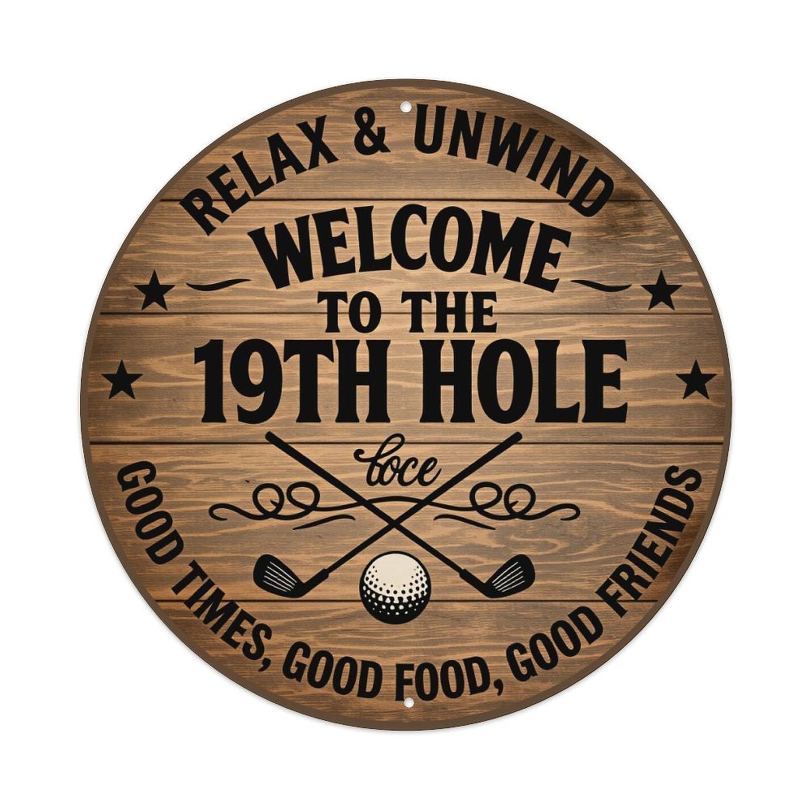 Relax And Unwind Welcome To The 19th Hole Round Tin Sign Retro Metal Sign for Cafe Bar Pub Home Game Room Gym Club Wall Decoration Vintage Metal Poster 8x8 Inch