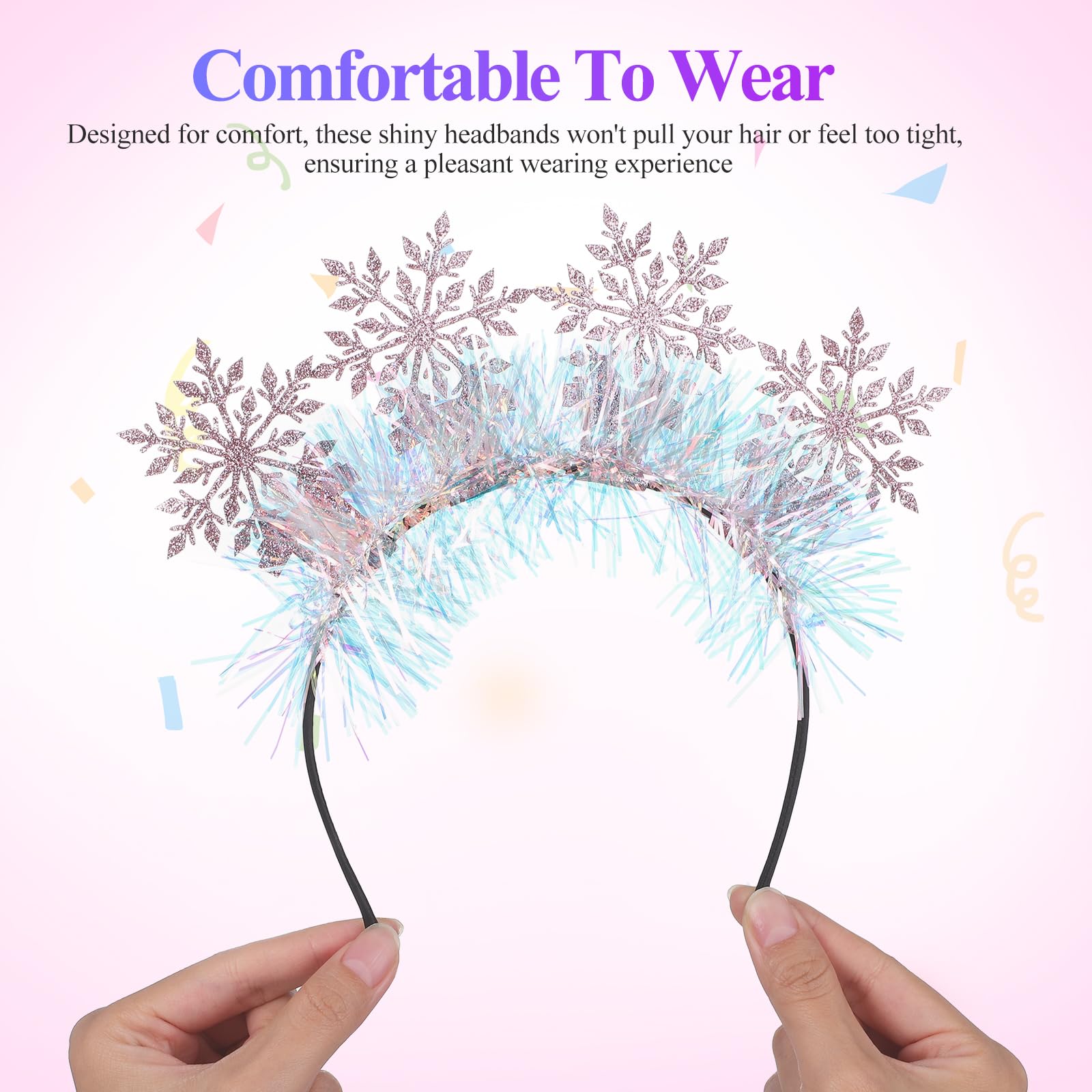 minkissy 2pcs Snowflake Headband Christmas, Party Headbands, Shiny Snowflake Headband for Women - Image 4