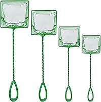 QXBXYHM 4-Pack Aquarium Fish Nets Multi-Size (3-6in) Fine Nylon Mesh Long Handle Green - Safe Quick Catch for Fish Tanks