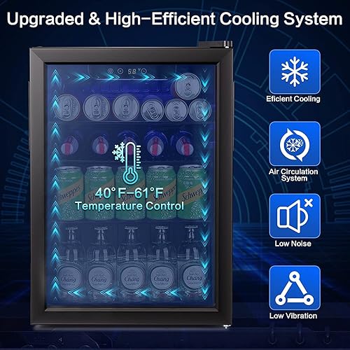 Miniatura 3 de LHRIVER Mini refrigerador de encimera refrigerador de bebidas de 26 pies cúbicos y enfriador con puerta de cristal estantes ajustables