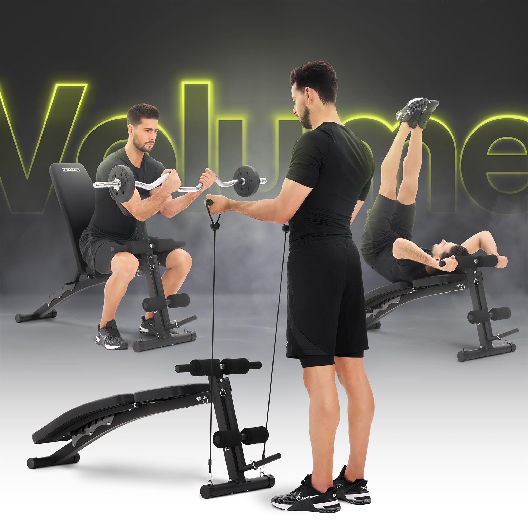 ZIPRO Panca Pieghevole Multifunzionale per Allenamento - Sollevamento Pesi, Fitness, Sit Up - Attrezzi per Casa o Palestra