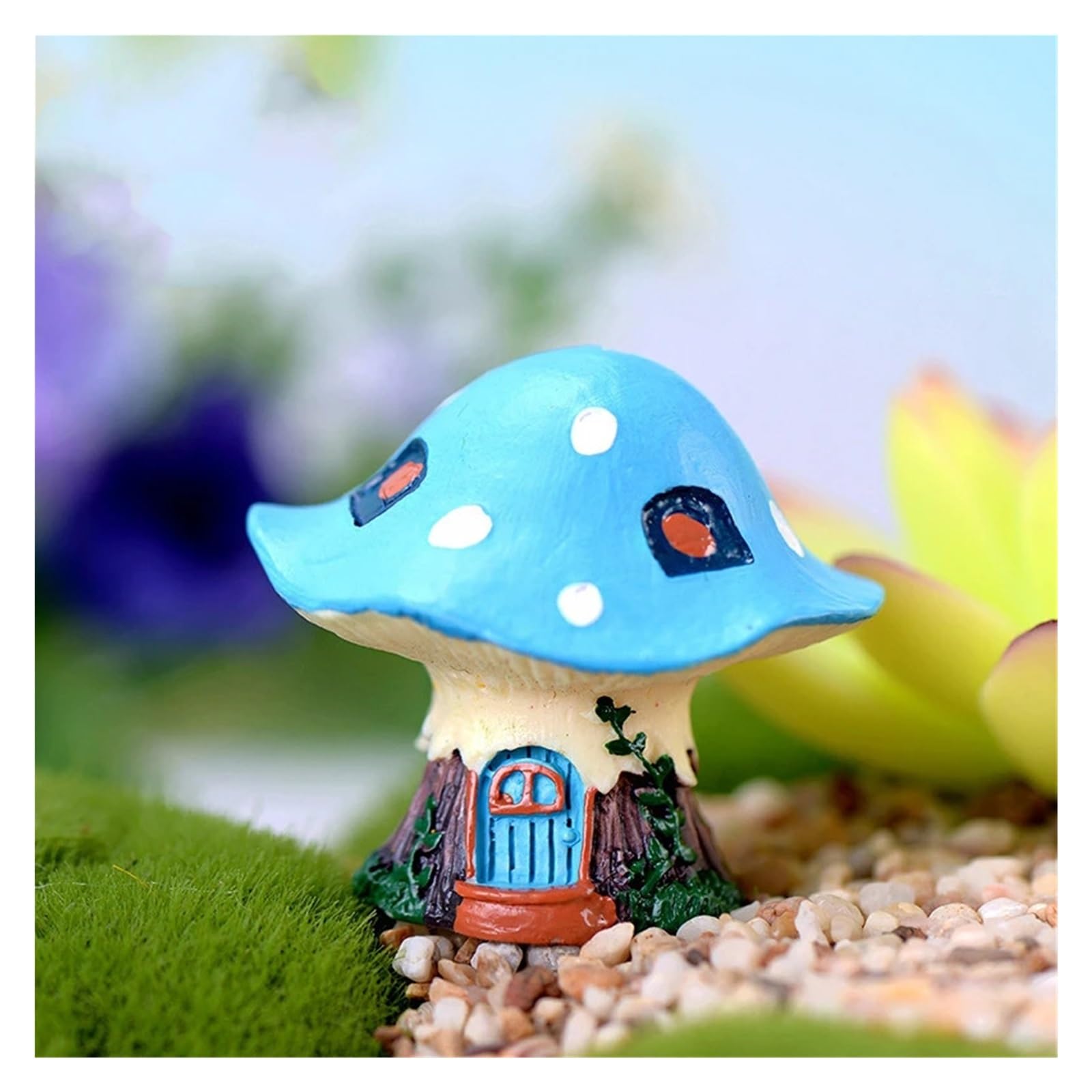 YDMHYLAI Garden Ornaments Miniature Garden Ornament Statue Figurines for Landscape Pot Dollhouse Home Decor, Soft Lightweight(1pc Blue Mushroom)
