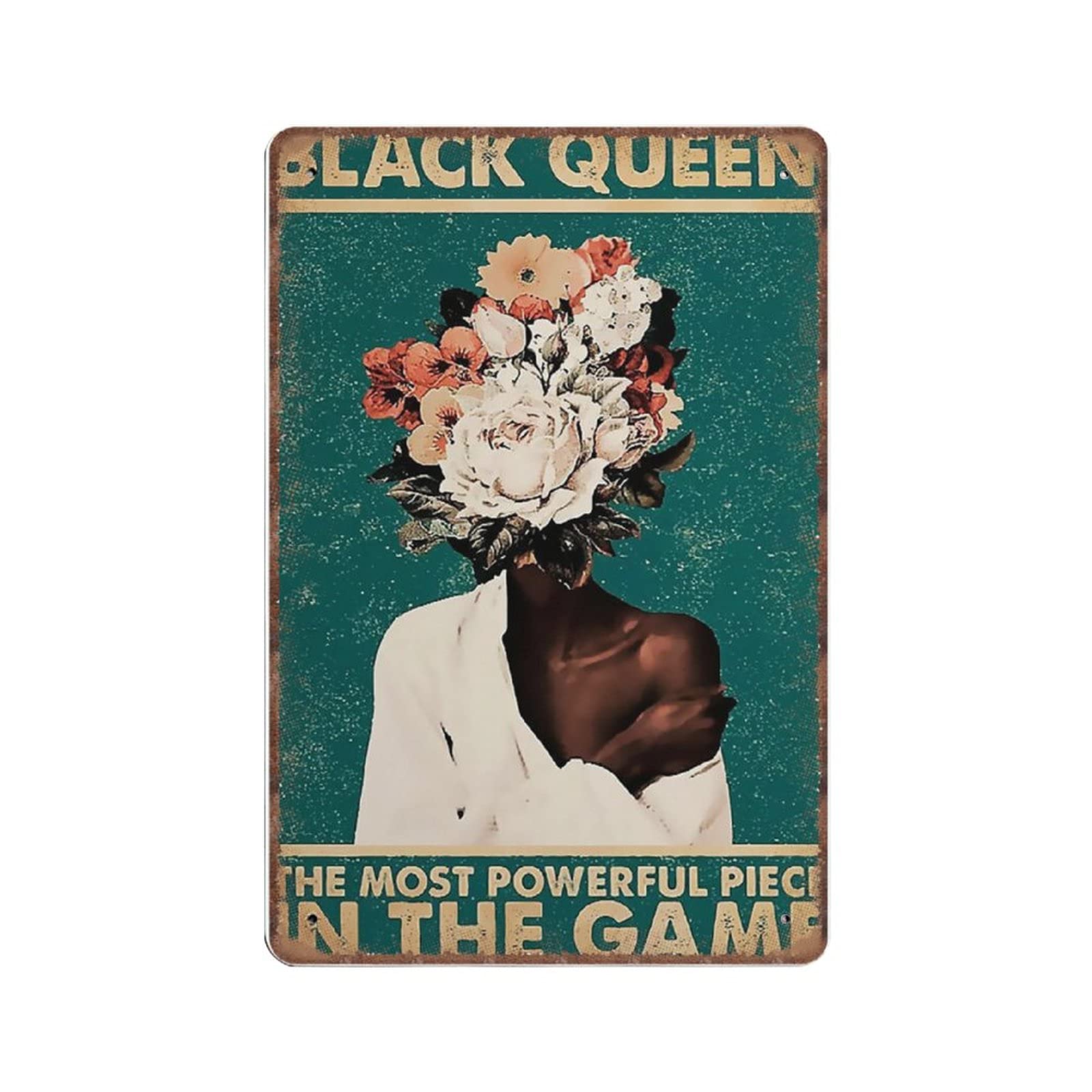rayprint African American Pot Head Tin Signs Black Queen Angel Art Black Black Gift, Wall Decor, Vintage Poster Metal Tin Sign Iron Bar Club Novelty Funny Kitchen Retro Parlor Garage, 20X30cm