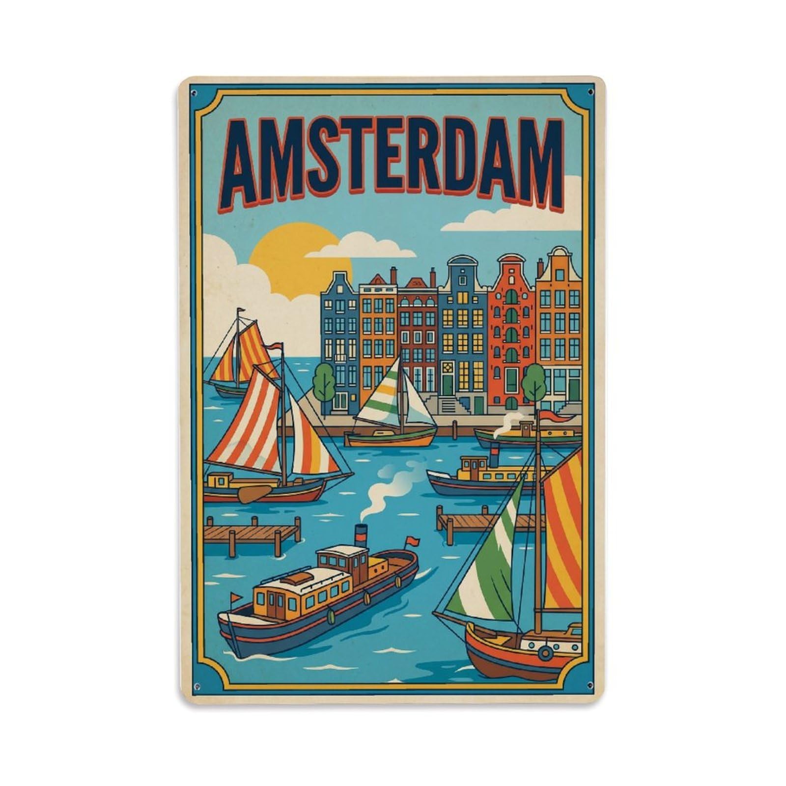 Vintage Travel Harbor Netherlands Maritime（1） Metal Tin Sign Plaque Wall Decor for Cafe, Club Bar, Office, Home Garden Metal Poster 8x12Inch
