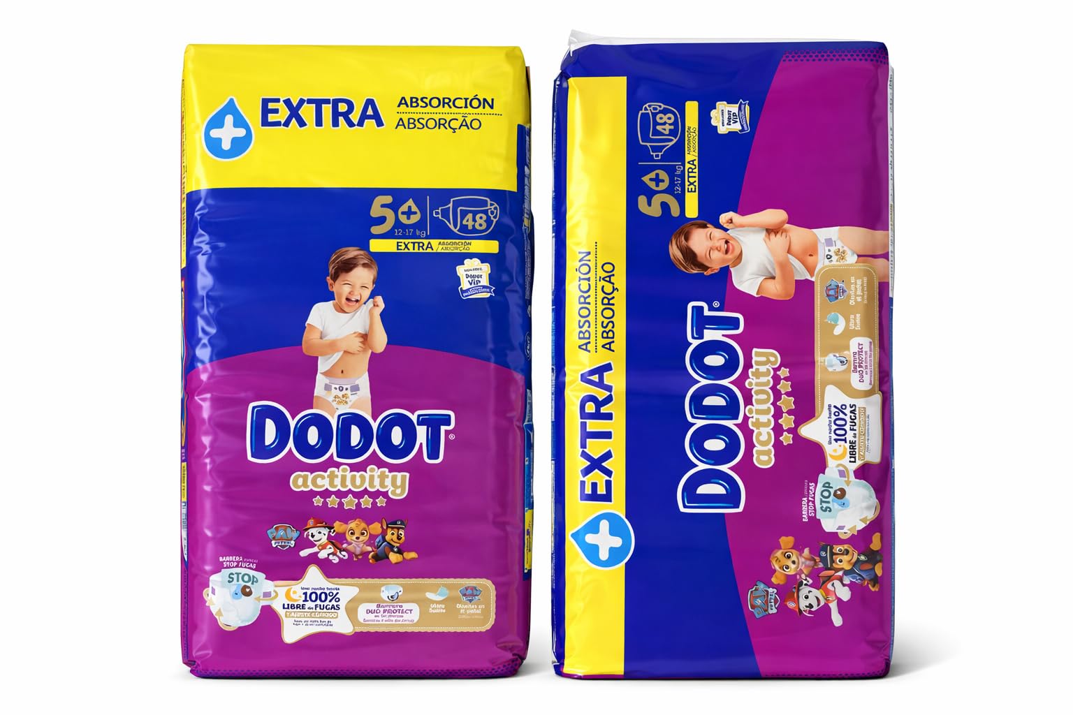 Dodot - Pañales Activity Extra t-5+, 12 a 17 kg, pack 2 x 48 unid