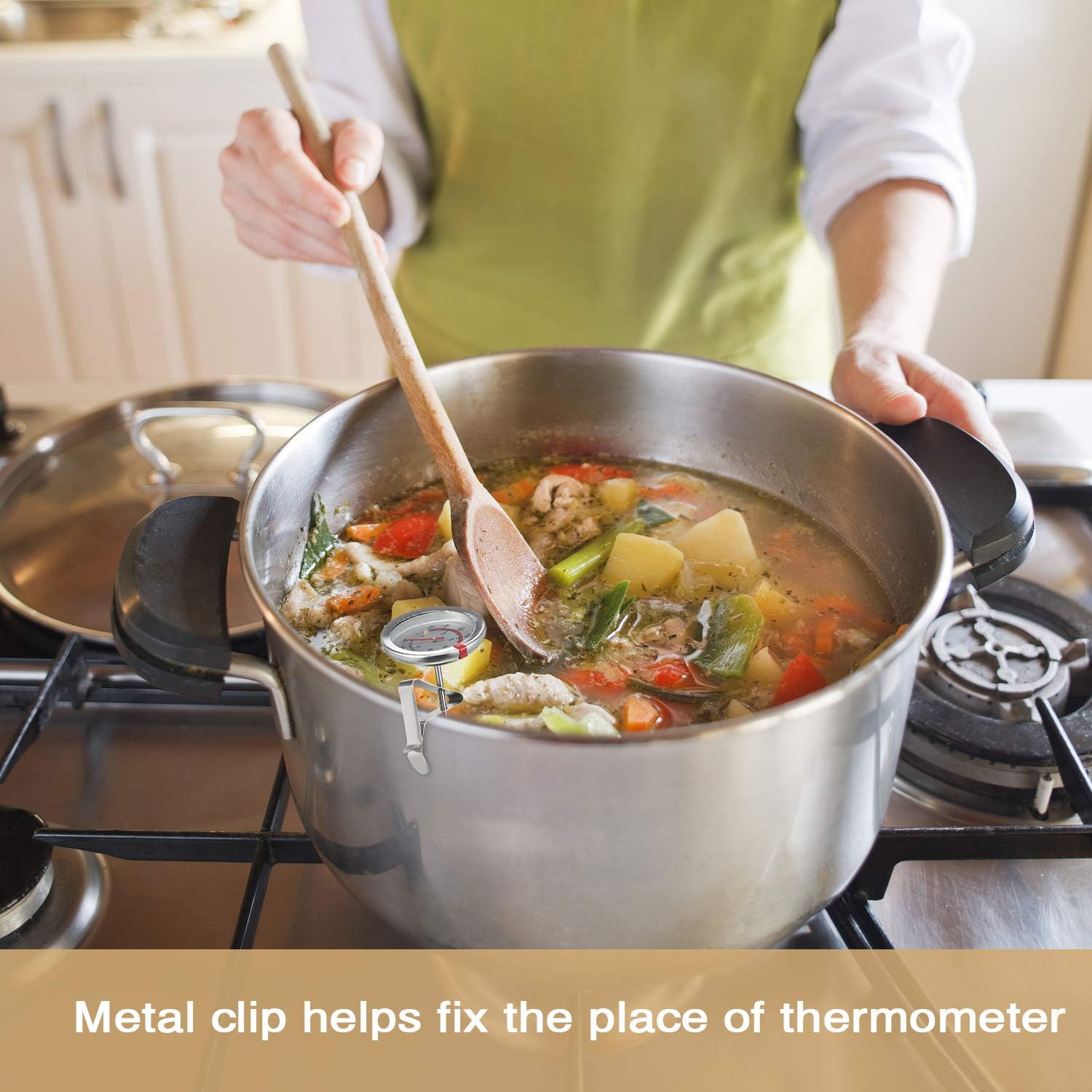 review 2 Pieces Stainless Steel Thermometer Immediate Read 2 Inch Dial Thermometer 7.8 or 11.8 Inch Long Stem Fry Thermometer with Metal Retaining Clip and 2 Pieces Plastic Sleeves (7.8 Inch)