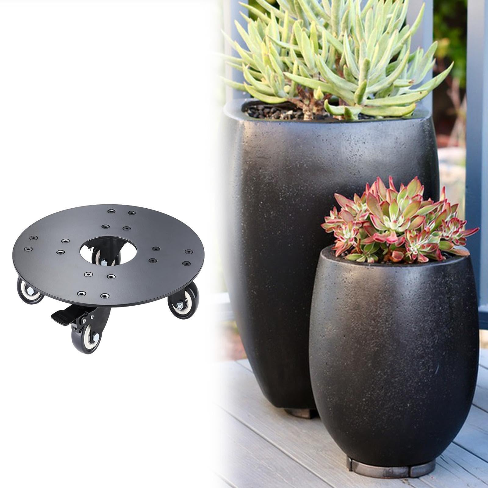 Support Plante à Roulettes Folpus 35cm - Chariot Pot De Fleur Rond En Bois