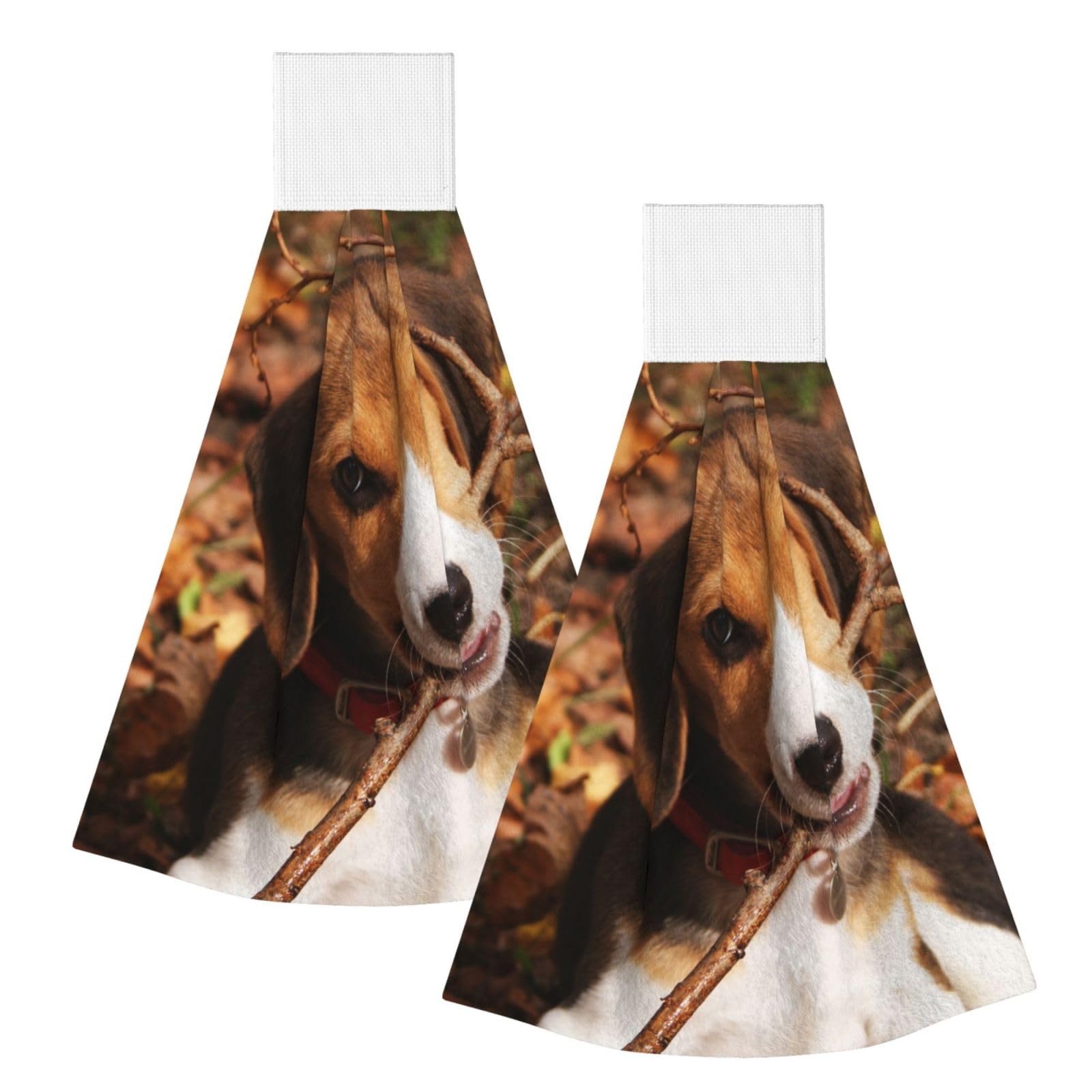 DOPKLNA Cute Beagle, 2 Pcs Hanging Coral Fiber Hand Towels for Bathroom, Absorbent Kitchen Towels