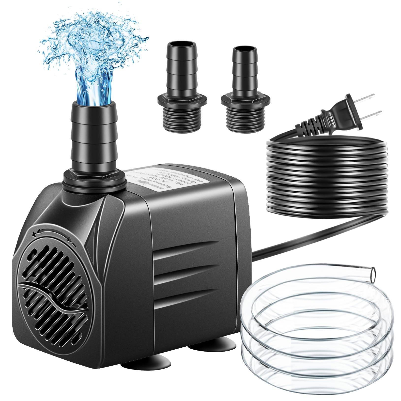 Submersible Pump, Small Fountain Pump with Tubing, Submersible Water Pump for Aquarium Fish Tank Indoor or Outdoor Pond Fountain Hydroponics Statuary (25W 400GPH, No Led Light)