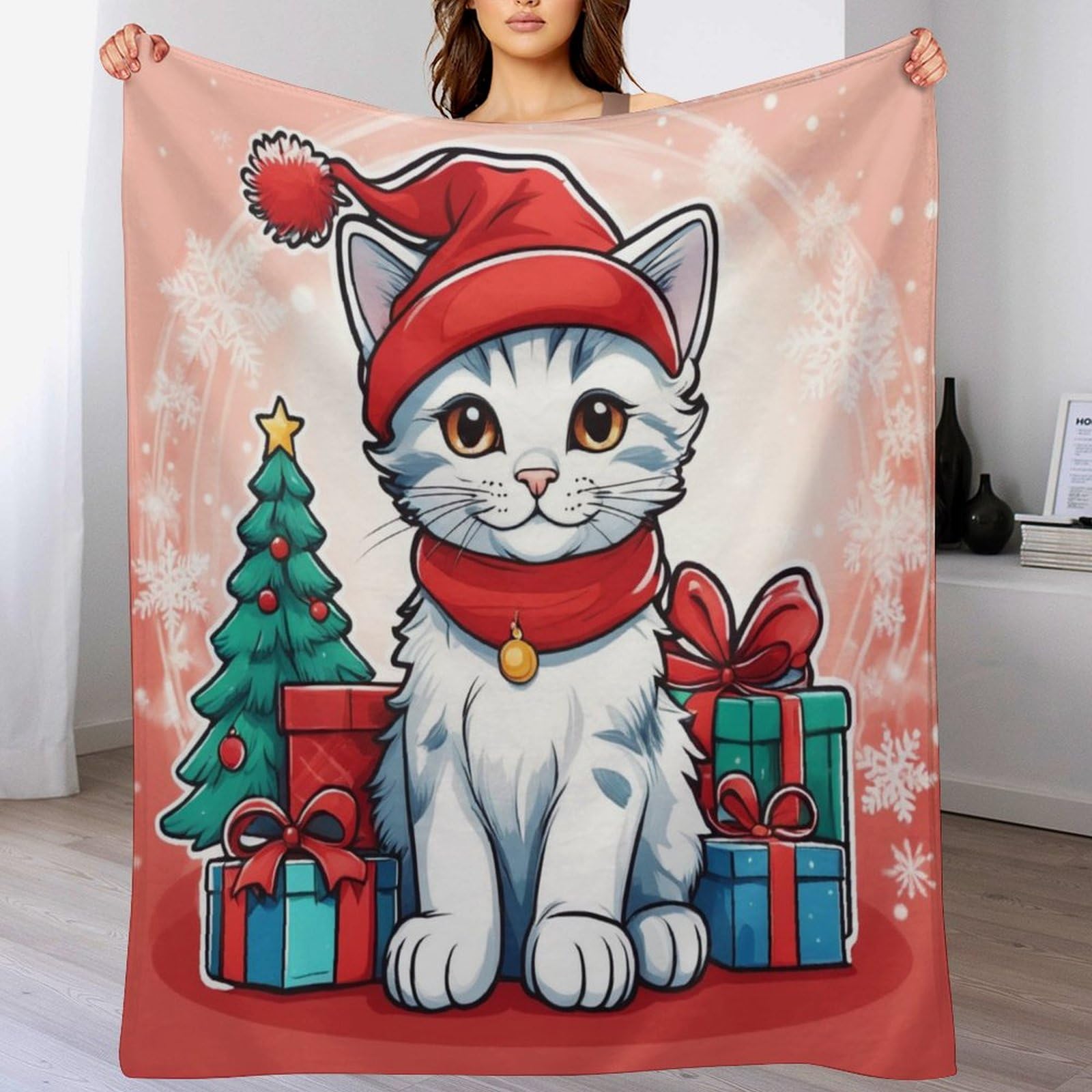 Couverture chat mignon douce chaude lit canapé 150x200cm lavable en machine