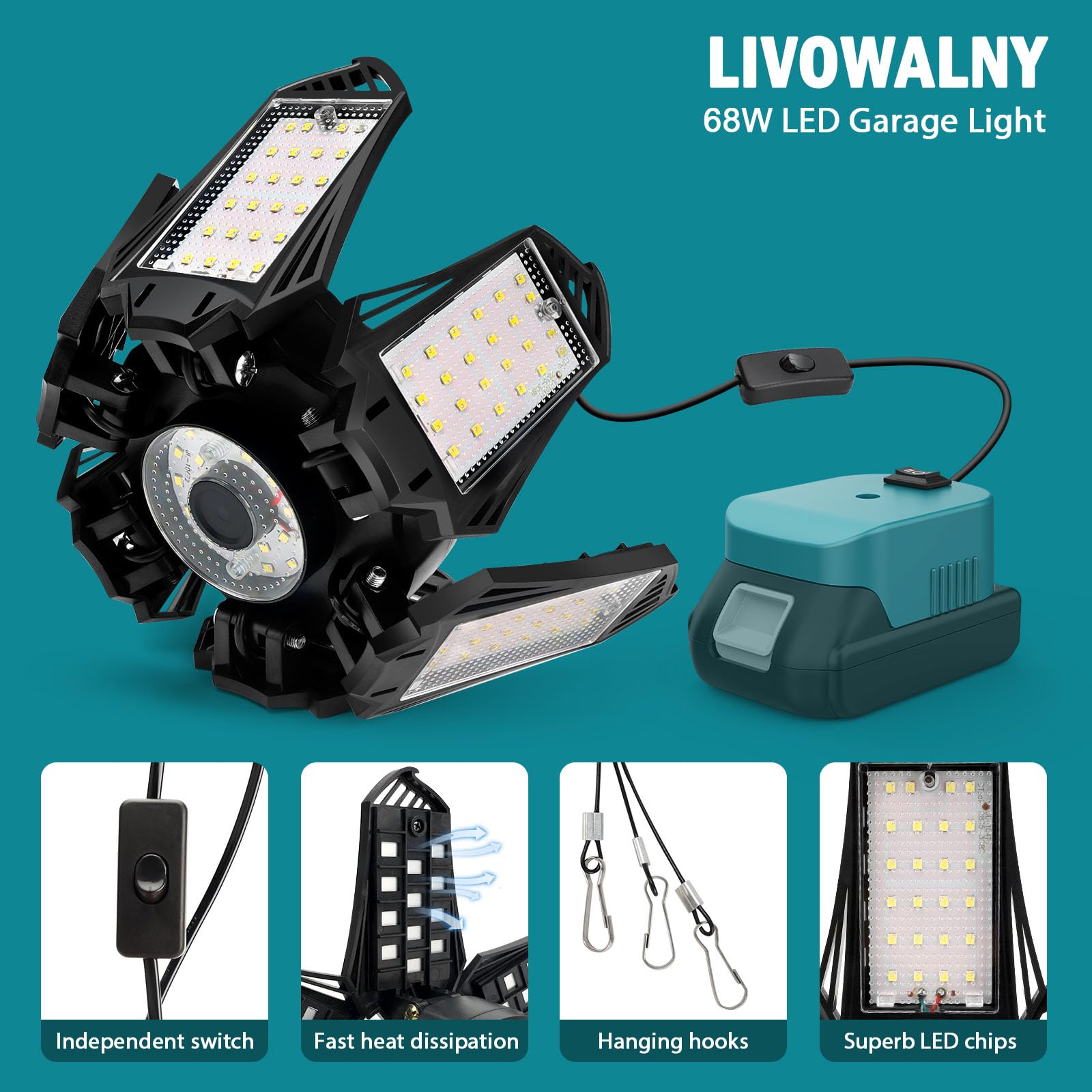 Lampada a batteria per Makita 18/21v, 3 modalità di faretto a led Lampada portatile per cantiere, testa luminosa orientabile, per campeggio, riparazione auto, emergenza, senza batteria e caricabatteri Lampada a batteria per Makita 18/21v, 3 modalità di faretto a led Lampada portatile per cantiere, testa luminosa orientabile, per campeggio, riparazione auto, emergenza, senza batteria e caricabatteri