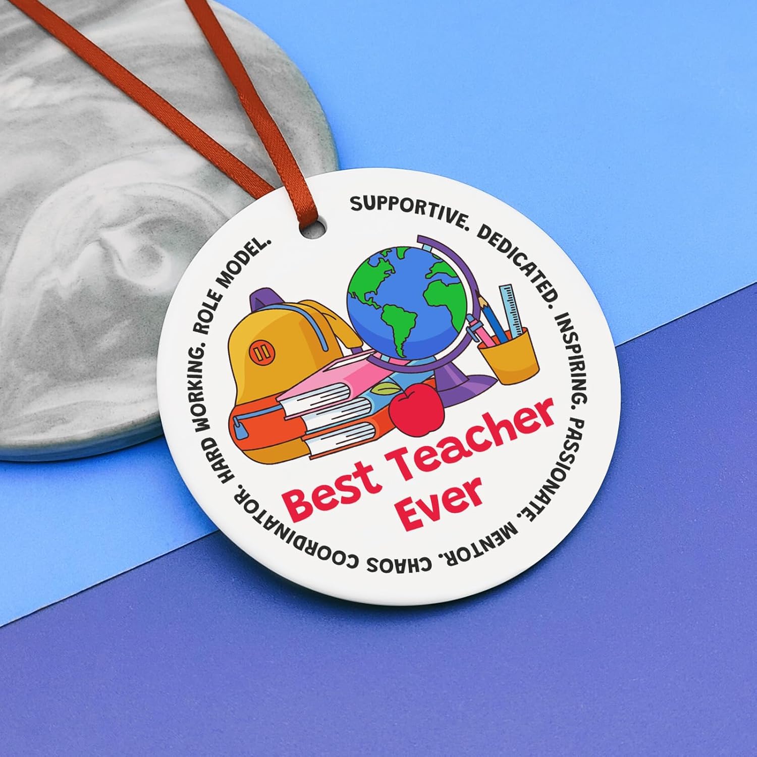 Teacher Ornaments for Christmas Tree Teacher Gifts for Christmas Birthday Retirement Gift Teachers Appreciation Gifts for Women Men Thank You Gift Xmas Ceramic Keepsake Xmas Ornaments for Coworker - Image 4