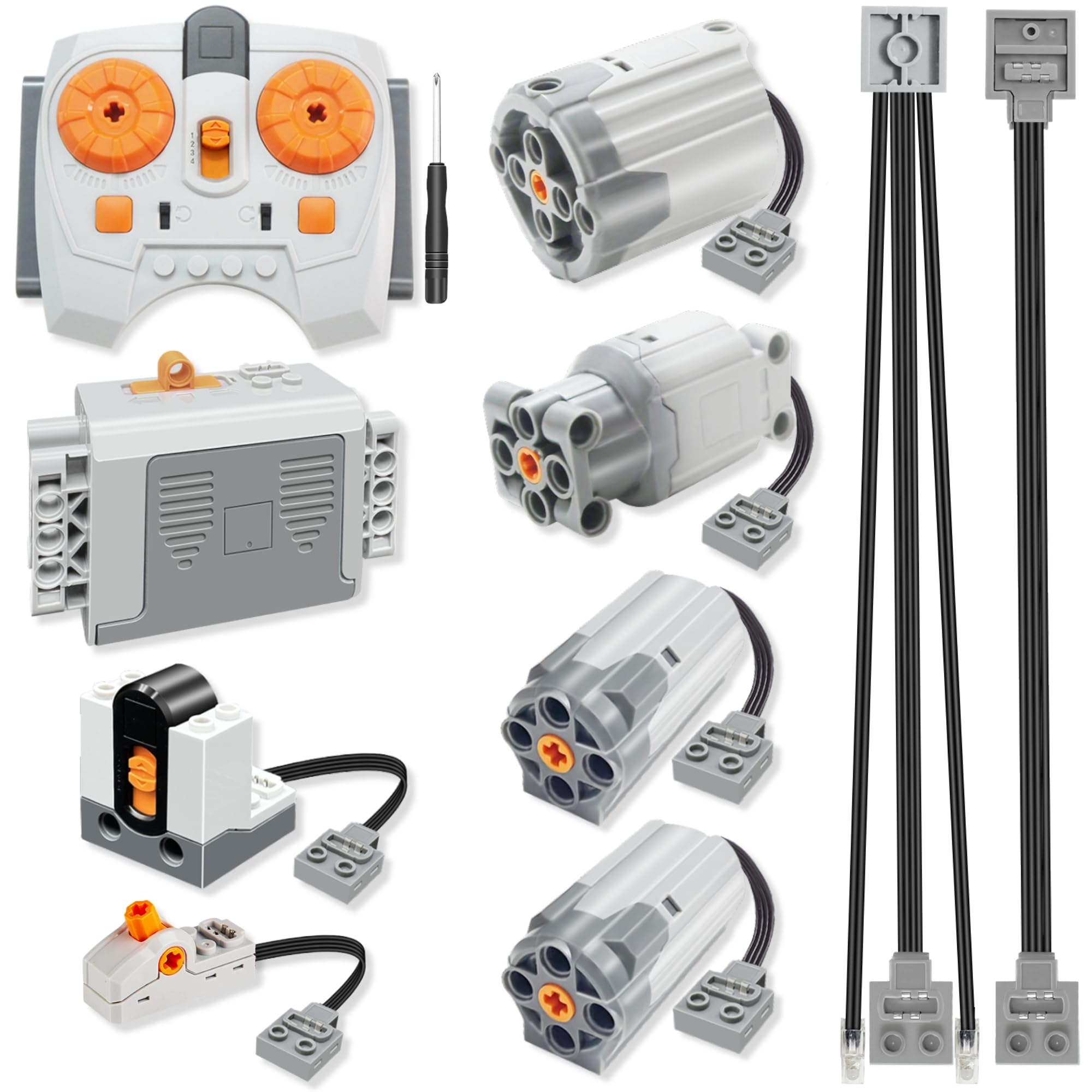 BriCool 10-in-1 Motor Kit, DIY Motorized Building Set, Power Function Motor Set with Powerful Motors, Remote Control, Receiver, Battery Box, Extension Wire