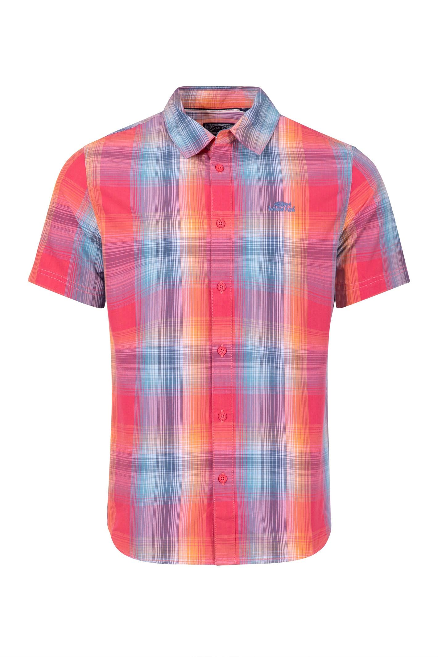 Weird Fish Judd Short Sleeve Check Shirt Flamingo Size L