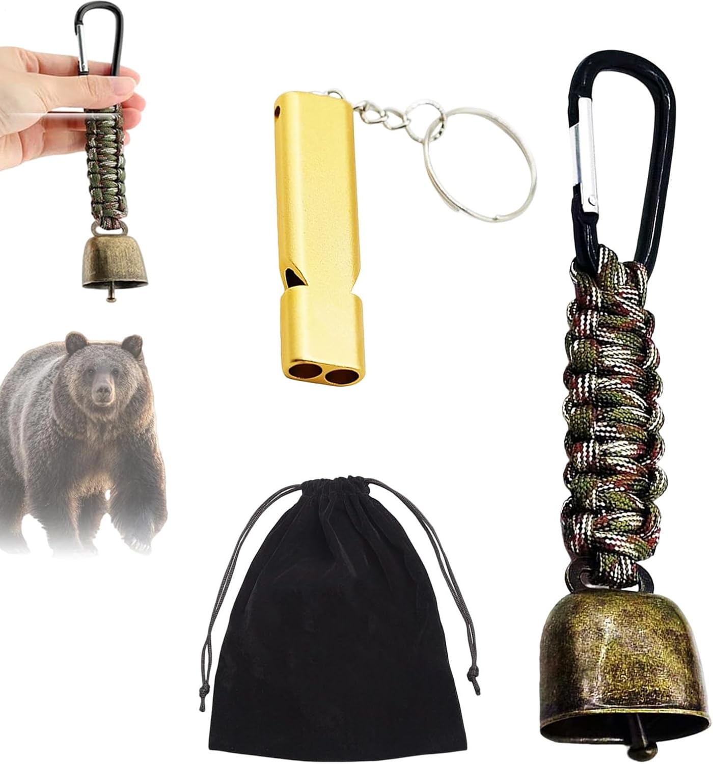 Bear Bells for Hiking – Safety Gear Whistle Combo, Loud Continuous Camping Wildlife Alert System, Mountaineering Backpacking, Climbing Wilderness Trail Accessory Bear Bells for Hiking – Safety Gear Whistle Combo, Loud Continuous Camping Wildlife Alert System, Mountaineering Backpacking, Climbing Wilderness Trail Accessory