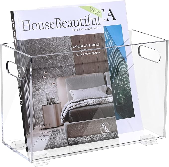 XOHYW Crystal Clear Acrylic Magazine Holder,Space Saving