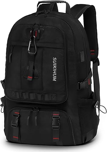 Miniatura 12 de Mochila de viaje de 35L para hombres, mochila para portátil aprobada por la TSA, mochila de negocios para el trabajo resistente al agua, color negro