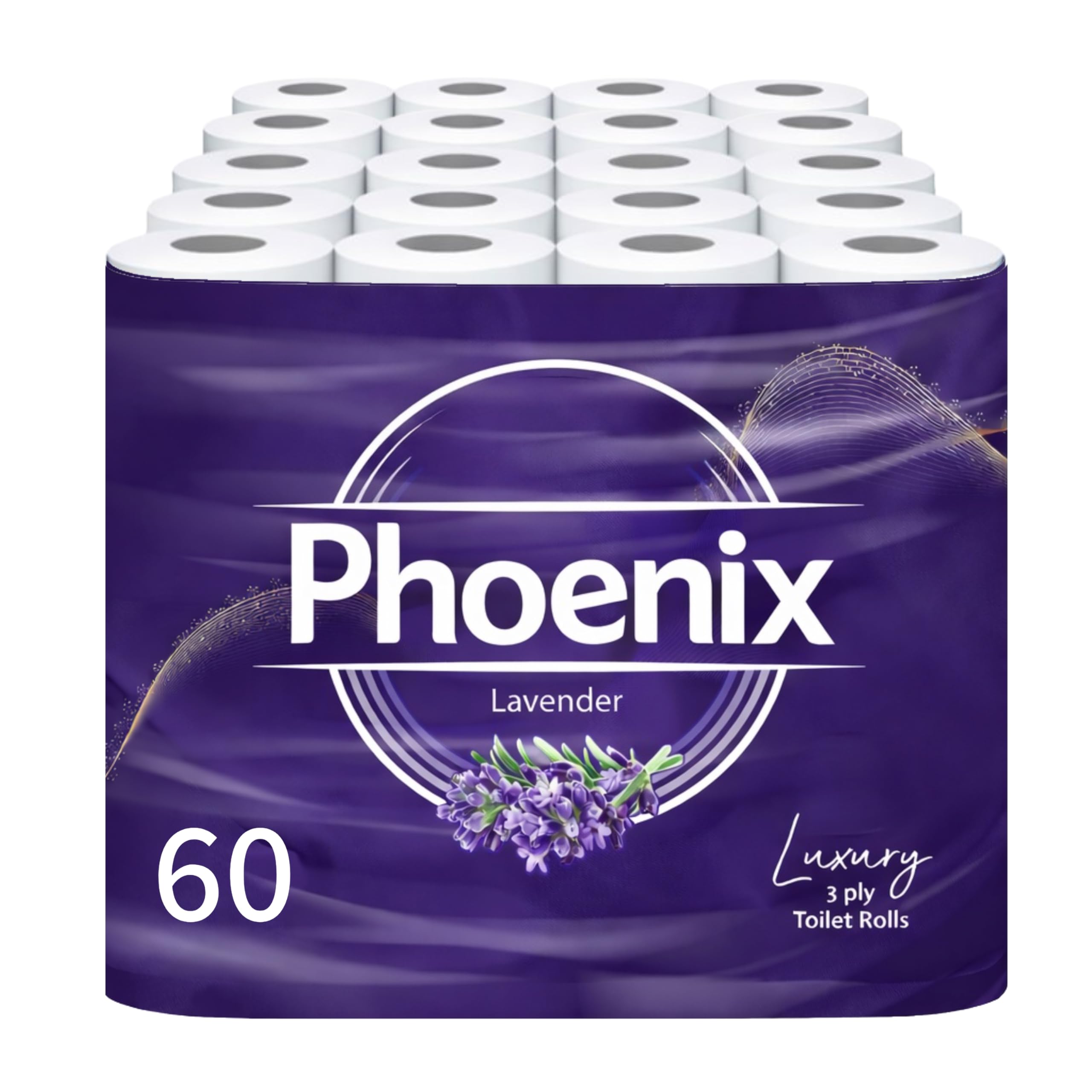 – Toilet Rolls – 60 Pack | 3 Ply Lavender Scented Toilet Paper | Bulk Buy, Soft, Quilted, Sustainably Sourced, Eco- Friendly Luxury Bathroom Tissue