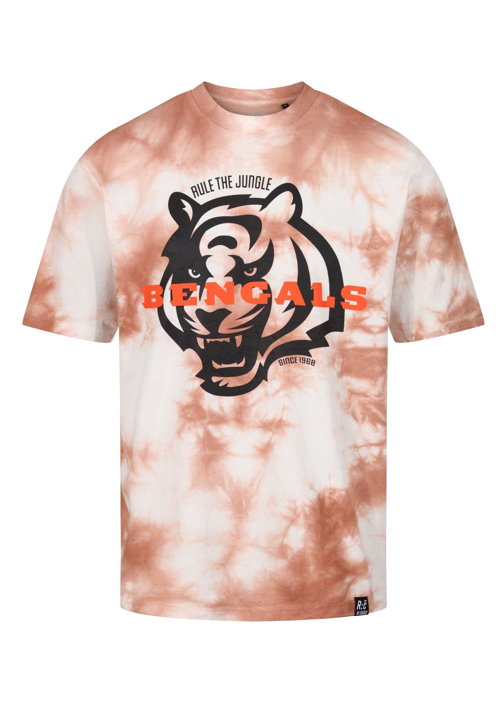 Recovered Cincinnati Bengals NFL Tie-Dye Relaxed Oversized T-Shirt Brown White