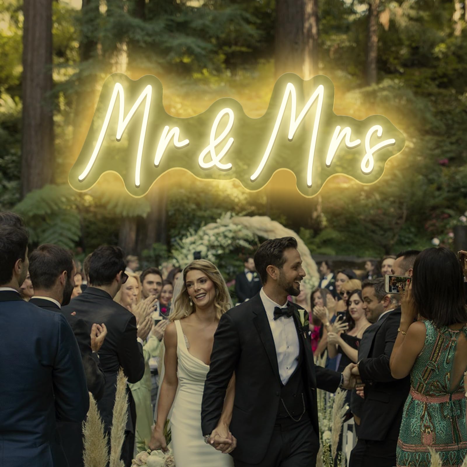 Mr&Mrs LED Neon Sign Wedding & Reception Decor Illuminating Wall Art New Couples Gift Cool LED Sign with 5V Power Supply - Image 2