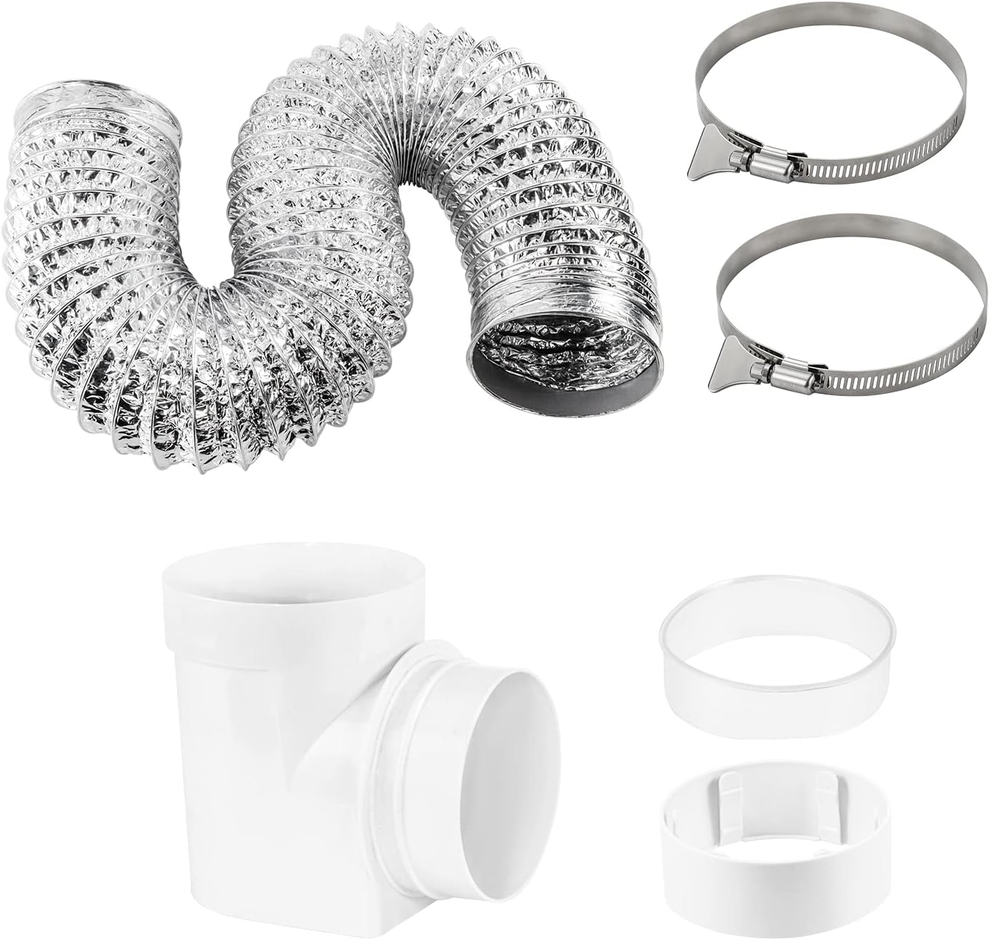 Funmit Silver Dryer Vent Hose Kit 4 In Diameter by 5 Ft