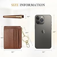 Vista 115 de Sodsay Estuche para tarjetas, cartera delgada con bolsillo frontal, para mujer, sujetatarjetas con llavero negro