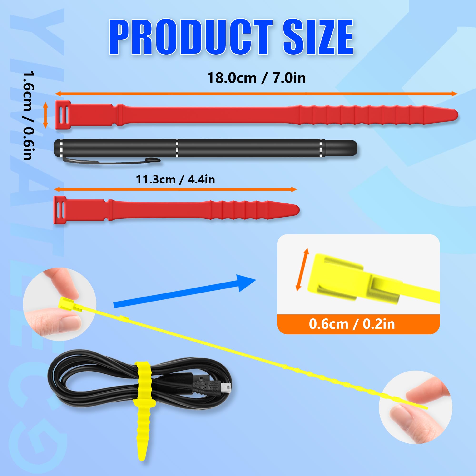Silicone Cable Ties 7inch Reusable Cable Ties - Image 2