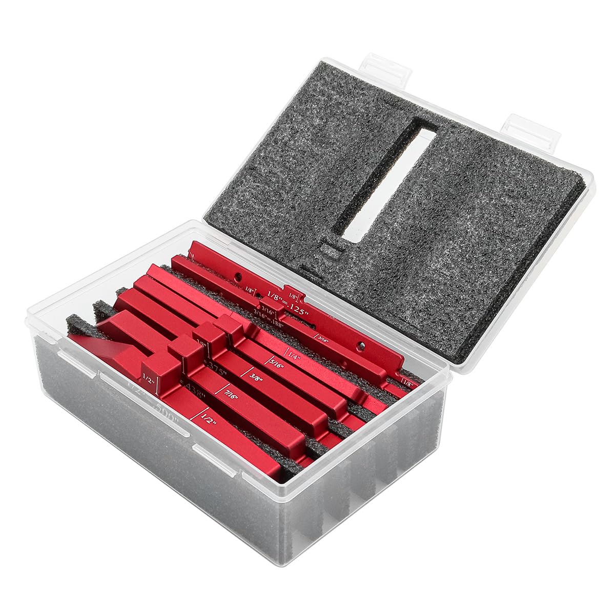 Bloques de configuración de precisión de 7 Piezas, Barras de configuración de Mesa de enrutador, Juego de medidores de Altura de Aluminio para Sierra de Mesa de enrutador (Rojo)
