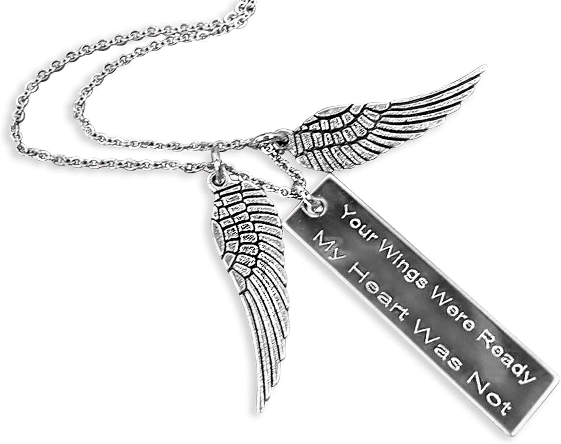 Your Wings Were Ready My Heart Was Not Bar Necklace Memorial Gift Loss of Loved One
