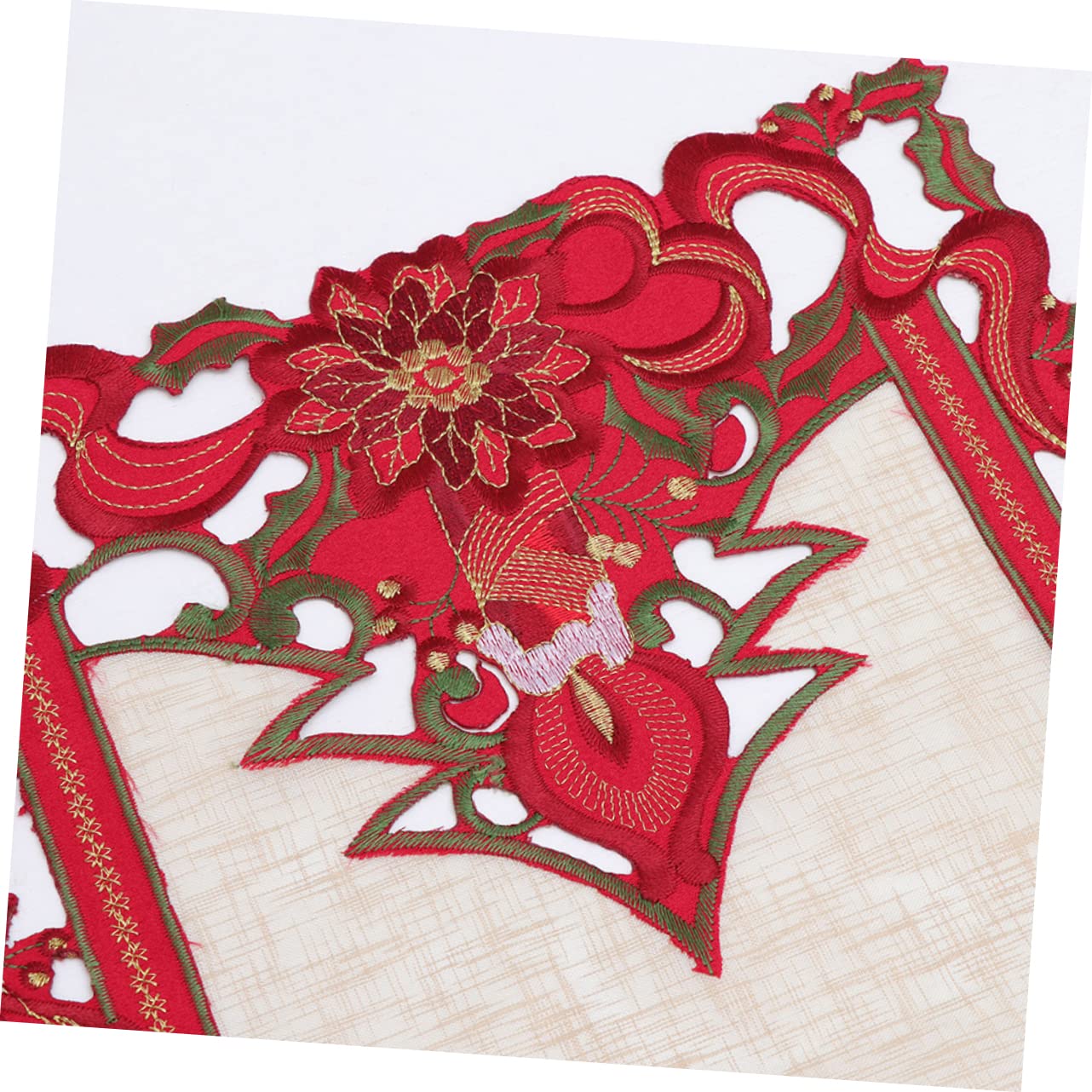 MAGICLULU 6 Piezas Mesa Festiva Decoraciones De Mesa De Fiesta Xams Centro De Mesa Mantel De Poliéster Camino De Mesa De Flores Tapete De Mesa De Poinsettia Mantel Bordado Mantel De Navidad
