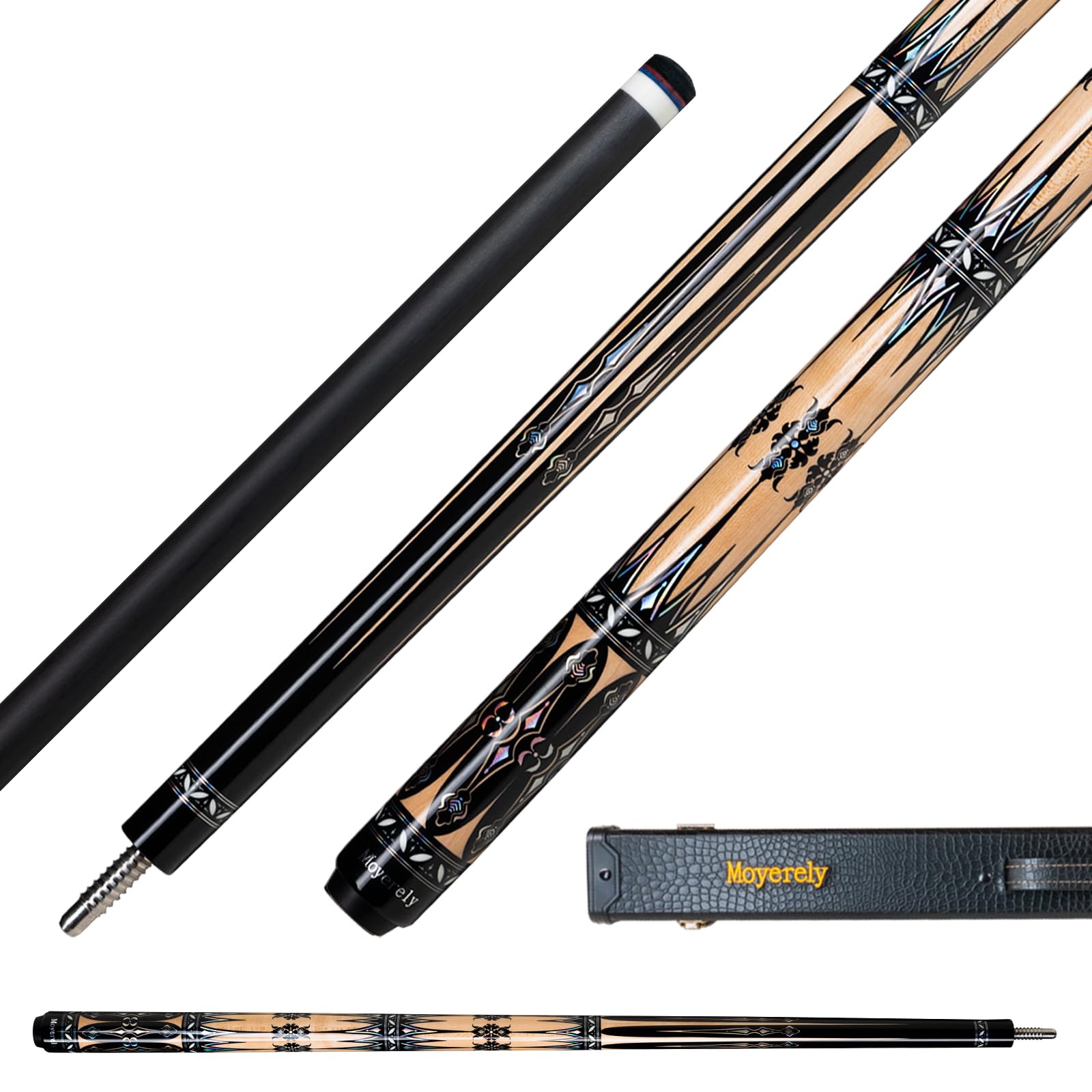 Moyerely Carbon Fiber Pool Cue,11.8mm/12.5mm Low Deflection Cue Stick,Professional Pool Stick with Case(MF3,11.8mm)