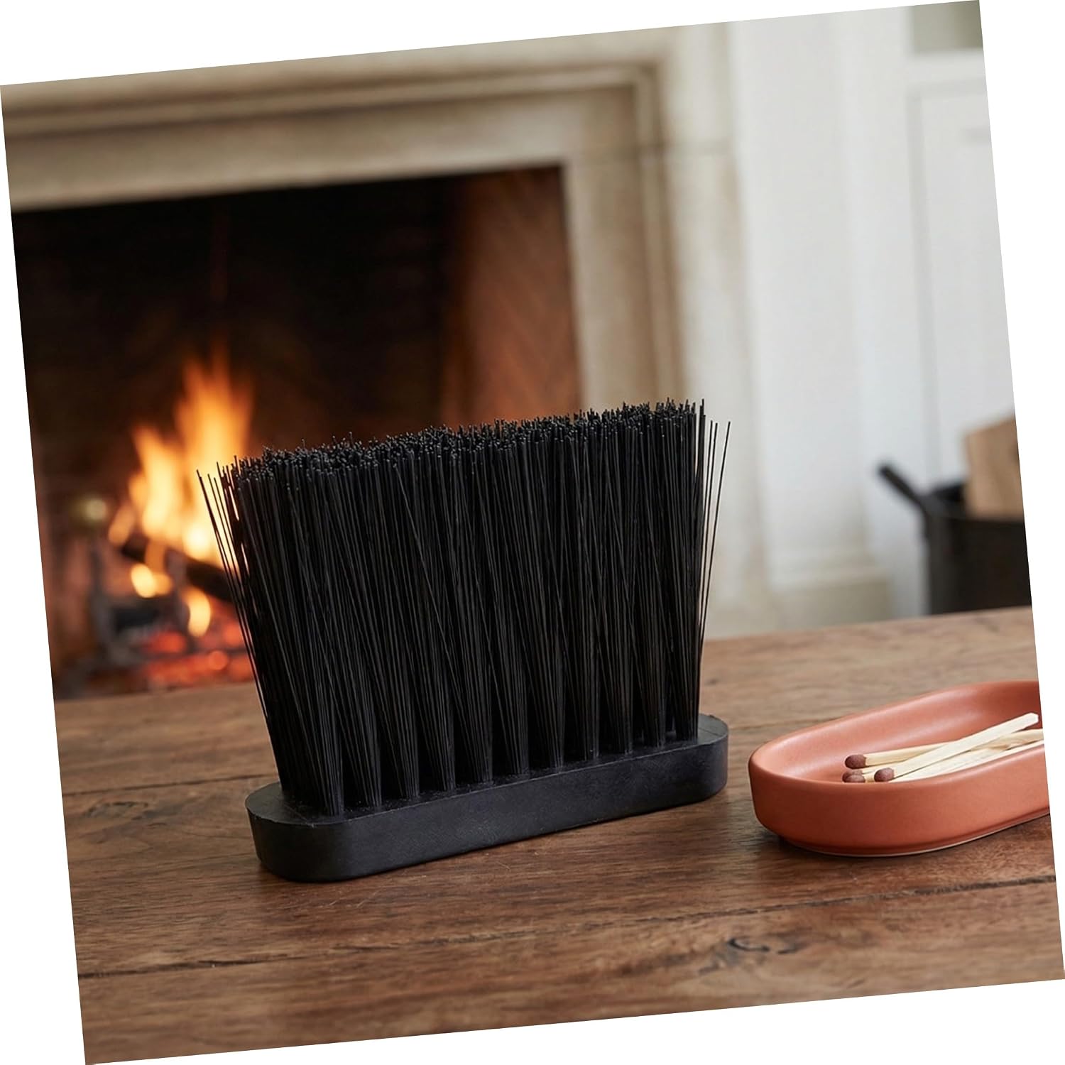 8pcs Fireplace Ash Brush Replacement Heads Black Bristle Fireplace Sweep Brush Kit for Wood Stove and Chimney Cleaning for Hearth Maintenance