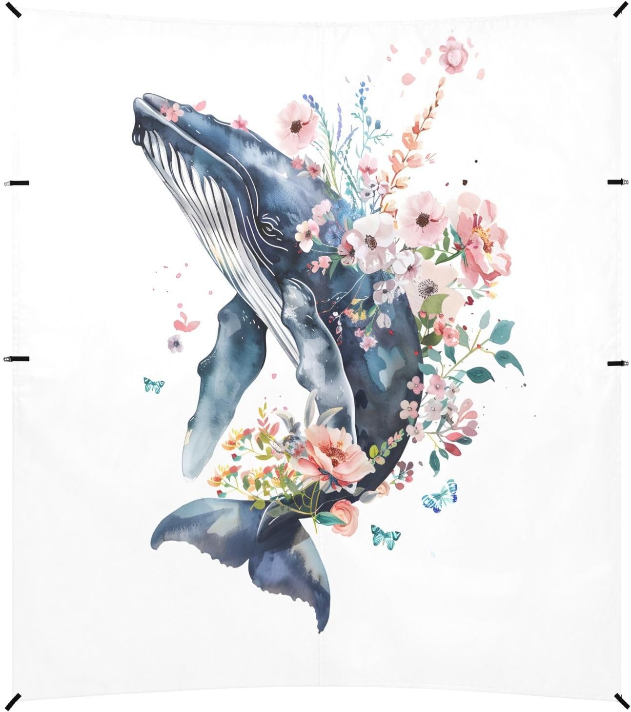 ALAZA Whale Flower Beach Tent Sun Shelter UPF50+ Protection Beach Shade Canopy w/ 4 Sandbags for Outdoor Camping, Fishing, Backyard Fun, Picnic, 10x9 ft