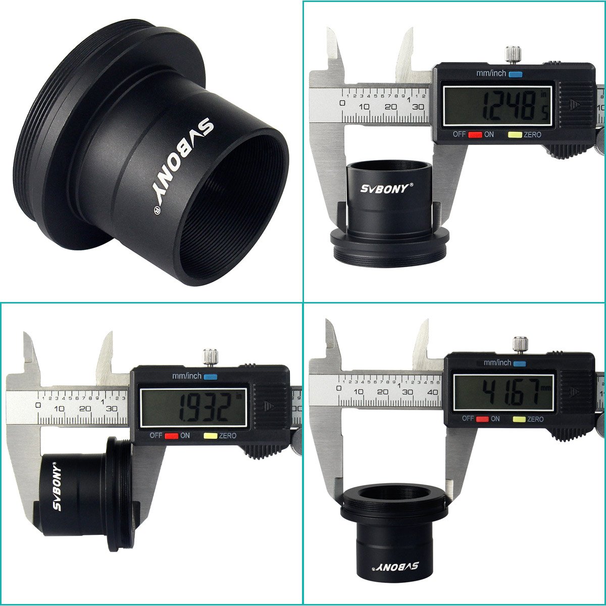 Svbony Adattatore per Fotocamera Telescopica, T e T2 1,25", Anello in Alluminio Compatibile con Canon EOS Rebel SLR DSLR