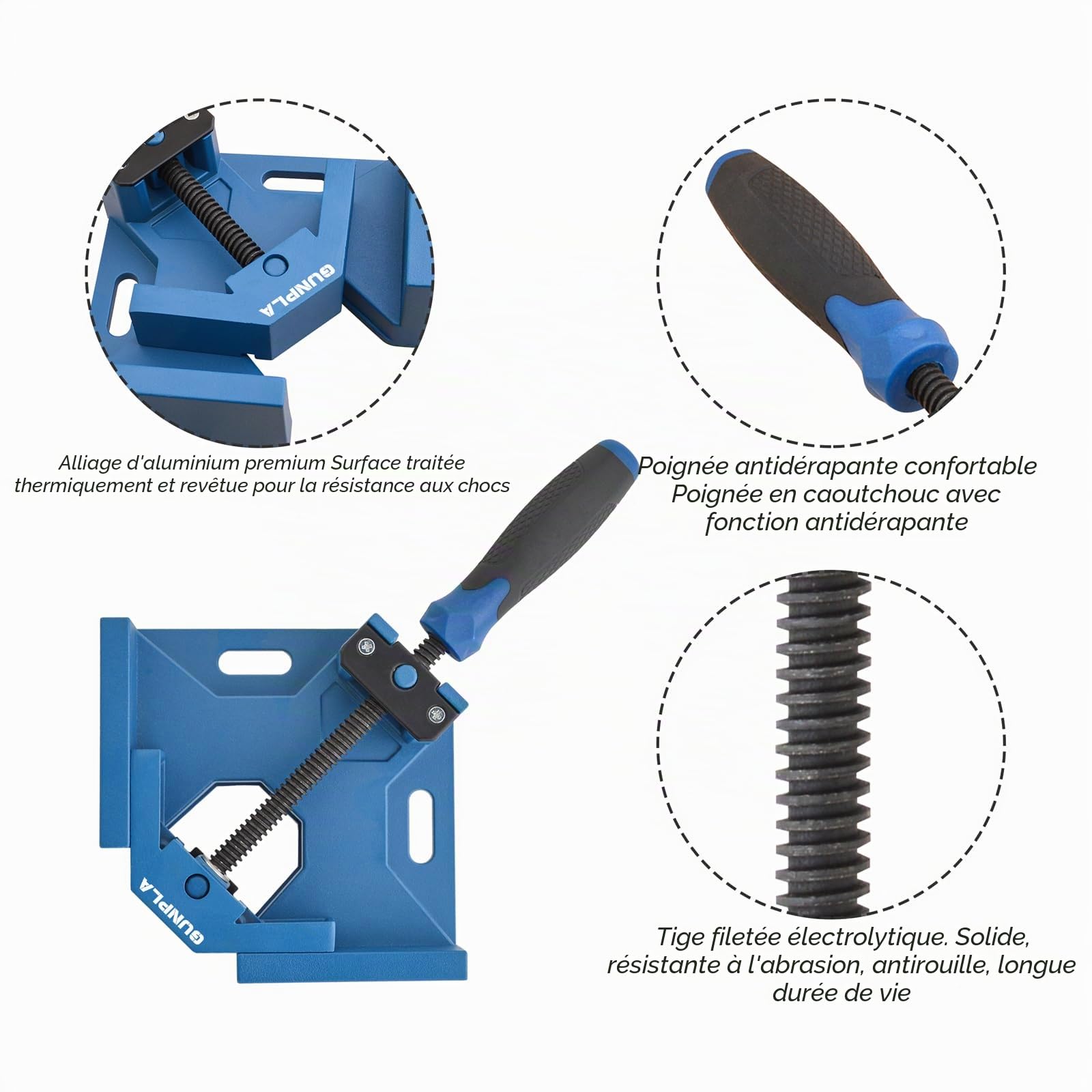 Gunpla 2pcs Serre Joint Angle Droit a 90 Degrés Alliage d'Aluminium Pince d'Angle Mâchoire Pivotante Réglable pour Travail du Bois, Soudage de Charpentier et Bricolage