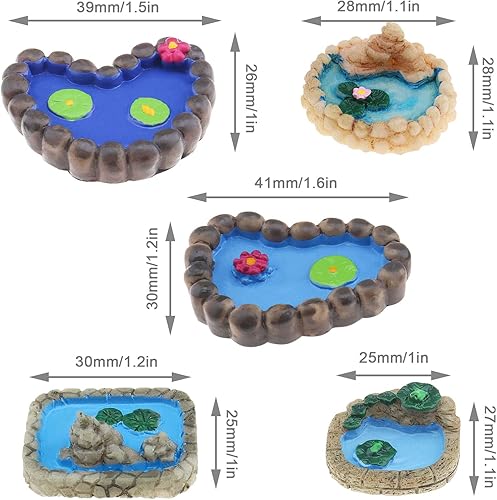 Miniatura 4 de ECSiNG Estanques de casa de muñecas en miniatura de resina de paisaje de hadas para estanques de jardín, accesorios de decoración de acuario para