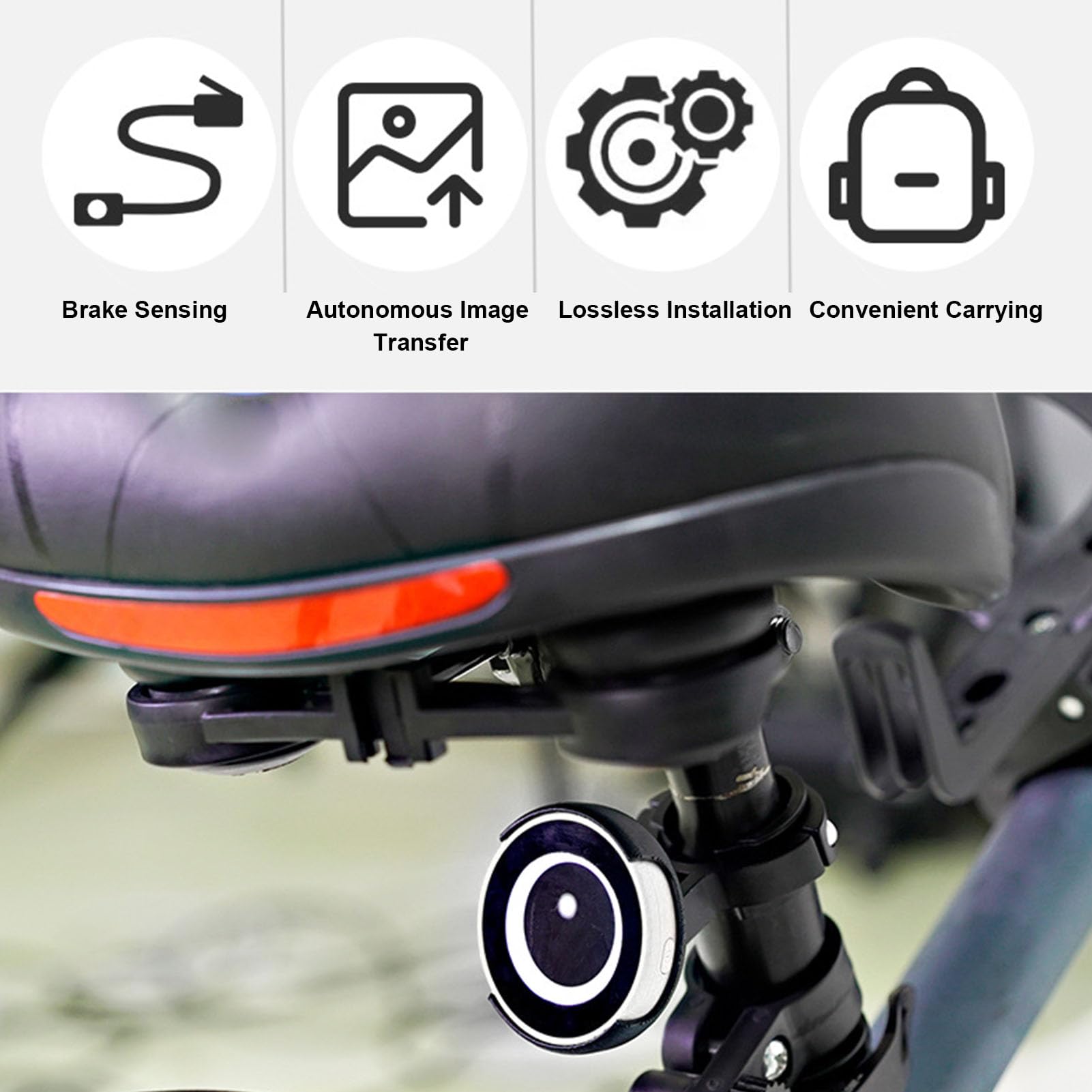 ASHATA Luz Trasera Inteligente para Bicicleta, Luces Traseras de Bicicleta con Sensor de Freno para Paseo Nocturno, Electrónica Divertida para Mochila, Lámpara de Flash para Disfraz