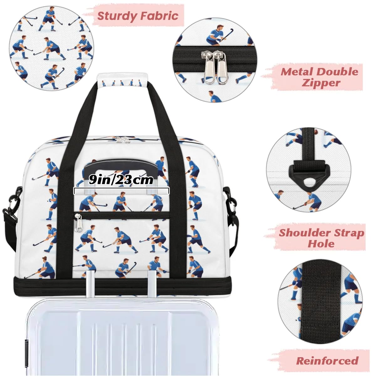 Sac de voyage pour athlète de hockey pour homme et femme, sac de week-end, sac fourre-tout pliable de 47 l pour sport, gym, yoga, couleur, 47 L, Organiseur de sac