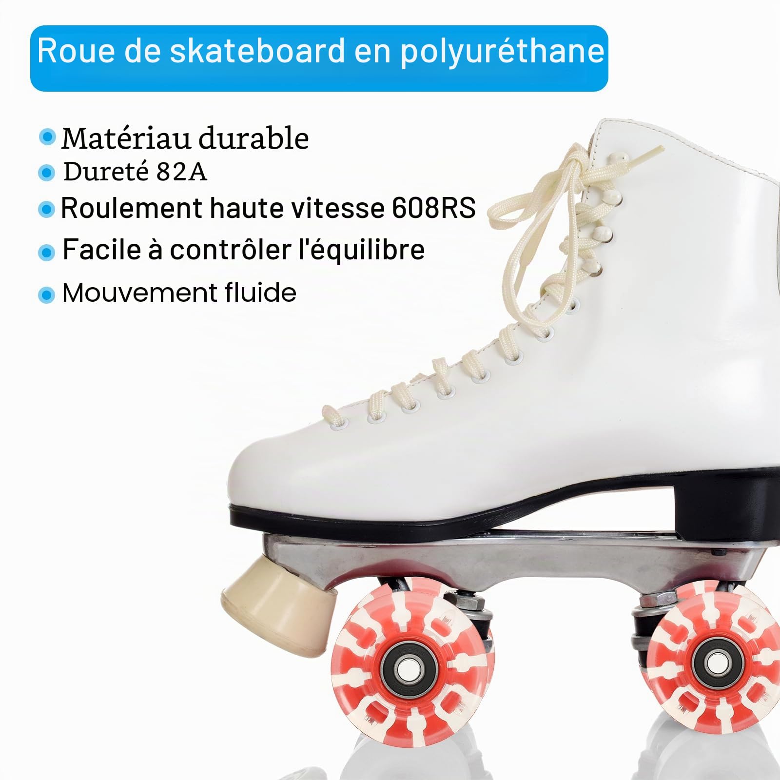 PATIKIL Ensemble de Roues de Patins à roulettes, 8 Pcs 58mm 82A Ensemble de Roues de Skateboard Cruiser Lumineuses avec Roulements, pour Le Patinage en Double Rangée en Extérieur, Rouge