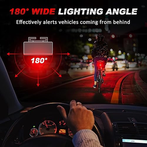 Miniatura 3 de Ascher USB Rechargeable LED Bike Tail Lights 2 Pack, Bright Bicycle Cycling Rear Light, 4 Light Mode Options Safety Bike Light for Adults Kids Men