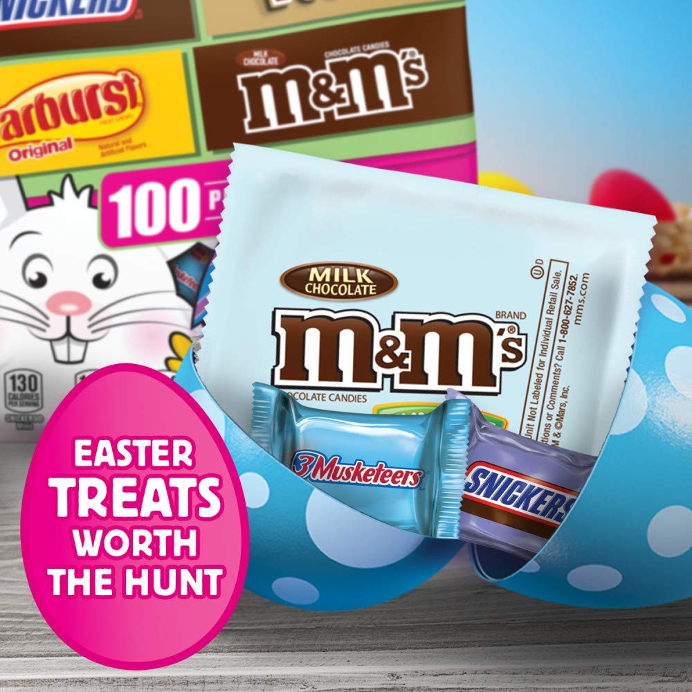 M&M'S, SNICKERS, TWIX, 3 MUSKETEERS & STARBURST Chocolate Easter Candy, 32.45-Ounce 100 Piece Bag